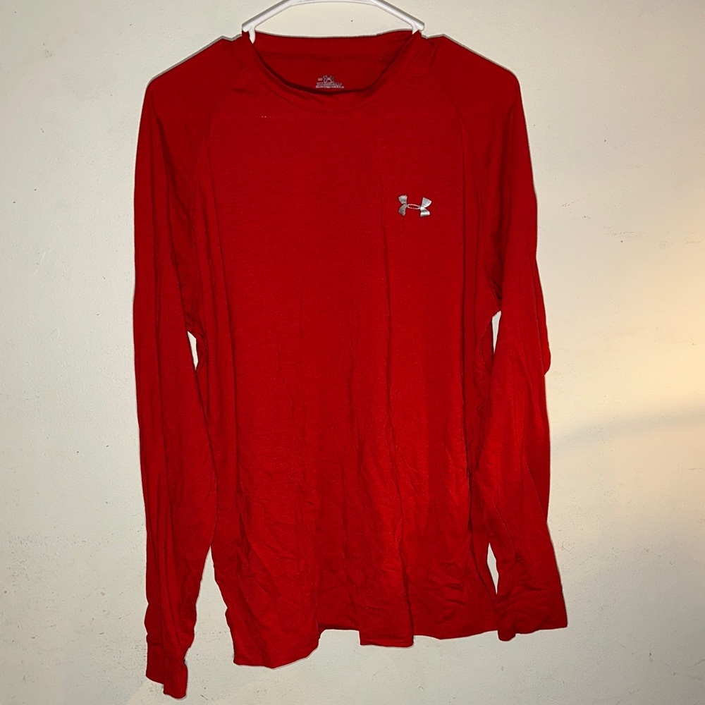 Under Armour Men's Bright Red Long Sleeve Shirt